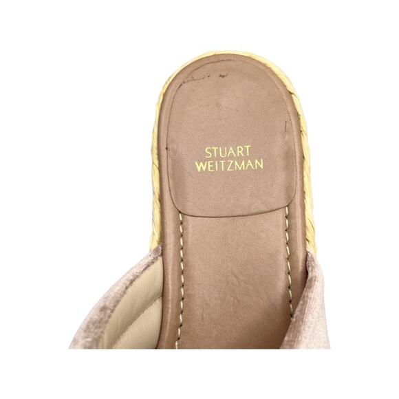 Stuart Weitzman Sz 9 Pufftoproffia Blush Pink Velvet Raffia Platform Sandals - Picture 6 of 9